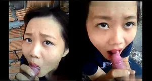 Tình nhân liếm chuối ở vườn sau nhà